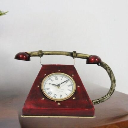 Metal telephone clock table decor