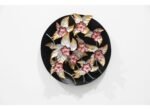 Antique Iron Metal Pink Rain Lily Wall Hanging Plates - Image 2